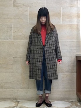 「Te chichi（テチチ）のアイテム（チェスターコート）」を使った、ano.さん（レディース・161cm）の冬コーディネート