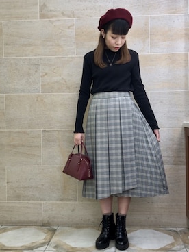 「Te chichi（テチチ）のアイテム（ハンチング/ベレー帽）」を使った、ano.さん（レディース・161cm）の冬コーディネート