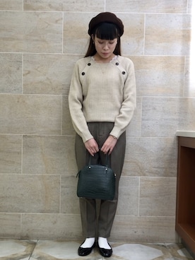 「Te chichi（テチチ）のアイテム（ハンチング/ベレー帽）」を使った、ano.さん（レディース・161cm）の冬コーディネート