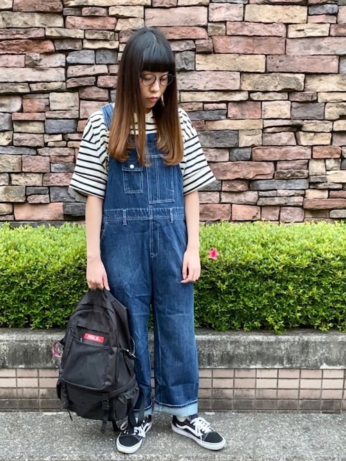 あくたがわ みらのさんの「綿天竺ボーダービッグプルオーバー（Te chichi）」を使ったコーディネート