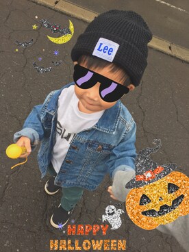 「wearhalloween2017」｜「アイテム（デニムジャケット）」を使った、ｐさん（キッズ・90cm）の秋コーディネート