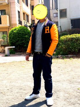 「エアジョーダン」｜「アイテム（スタジャン）」を使った、しょうたさん（メンズ・180cm）の春コーディネート