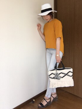 「UNIQLO（ユニクロ）のWOMEN ウルトラストレッチジーンズ（デニムパンツ）」を使った、hitoponさん（レディース・160cm）の春コーディネート