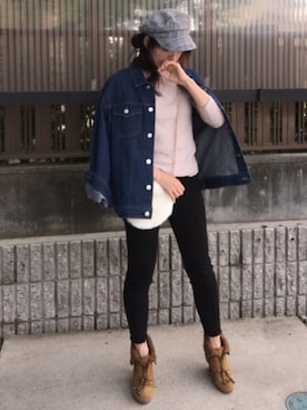 「GRL（グレイル）のビッグデニムGジャン（デニムジャケット）」を使った、hitoponさん（レディース・160cm）の秋コーディネート