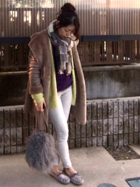 「UNIQLO（ユニクロ）のWOMEN ウルトラストレッチジーンズ（デニムパンツ）」を使った、hitoponさん（レディース・160cm）の冬コーディネート