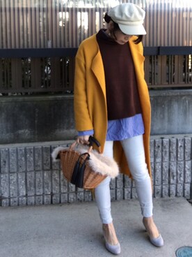 「UNIQLO（ユニクロ）のWOMEN ウルトラストレッチジーンズ（デニムパンツ）」を使った、hitoponさん（レディース・160cm）の冬コーディネート