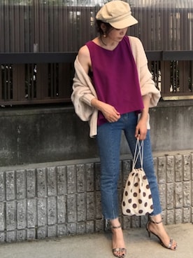 「サマーカーディガン」｜「アイテム（その他）」を使った、hitoponさん（レディース・160cm）の夏コーディネート