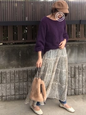 「ikka（イッカ）のアイテム（キャスケット）」を使った、hitoponさん（レディース・160cm）の秋コーディネート