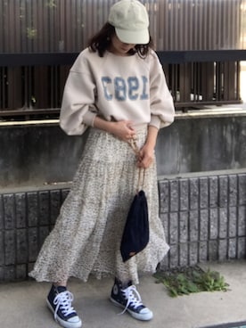 「ARROW（アロー）のアイテム（スウェット）」を使った、hitoponさん（レディース・160cm）の秋コーディネート