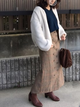 「ARROW（アロー）のアイテム（シューズ）」を使った、hitoponさん（レディース・160cm）の冬コーディネート