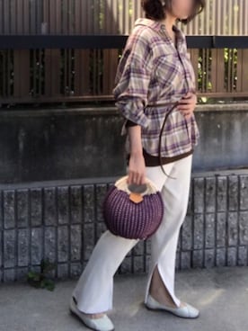 「リブニットパンツ」｜hitoponさん（レディース・160cm）の春コーディネート