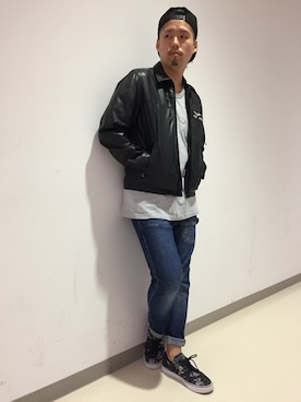 「TYPE BLUE（タイプブルー）のアイテム（デニムパンツ）」を使った、HONDAさん（メンズ・171cm）の夏コーディネート