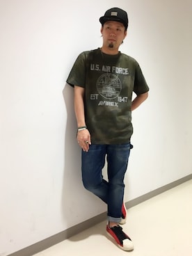 「TYPE BLUE（タイプブルー）のアイテム（デニムパンツ）」を使った、HONDAさん（メンズ・171cm）の夏コーディネート