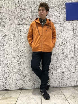 「アイテム（ミリタリージャケット、オレンジ系）」を使った、HONDAさん（メンズ・171cm）の冬コーディネート