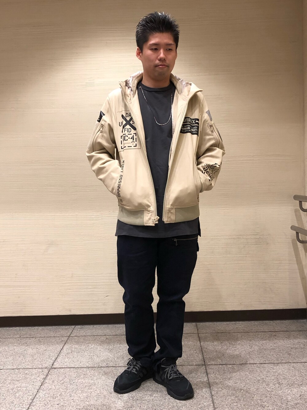 レザー フーディー ハロ/LEATHER HOODIE HALO【Avirex Military Camp