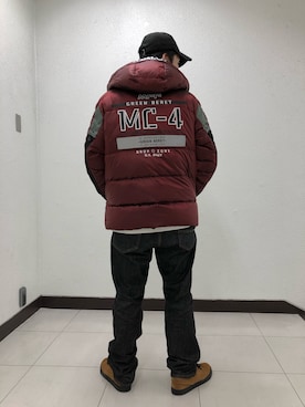 「AVIREX（アヴィレックス）のアイテム（ダウンジャケット/コート）」を使った、HONDAさん（メンズ・171cm）の秋コーディネート