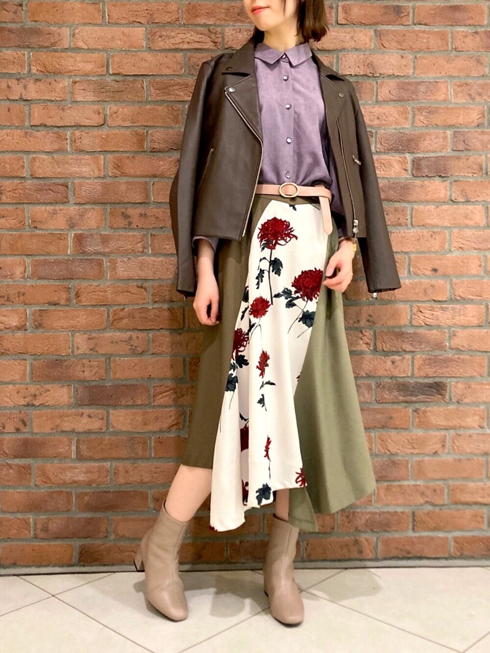 ふりふ（フリフ）の「【乱菊・春牡丹】バイアス切り替えスカート 