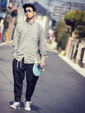 「坩堝（ルツボ）のアイテム」を使った、SO®さん（メンズ・178cm）の春コーディネート