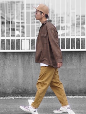 「グレンチェック」｜「アイテム（スリッポン）」を使った、SO®さん（メンズ・178cm）の夏コーディネート