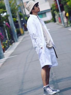 「430（フォーサーティ）のアイテム（帽子）」を使った、SO®さん（メンズ・178cm）の春コーディネート