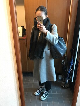 「CONVERSE（コンバース）のconverse（コンバース） ALL STAR OX（オールスターOX）（スニーカー）」を使った、yuki☆さん（レディース・157cm）の冬コーディネート