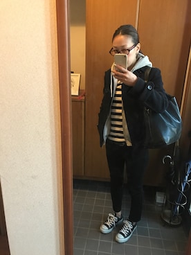 「CONVERSE（コンバース）のconverse（コンバース） ALL STAR OX（オールスターOX）（スニーカー）」を使った、yuki☆さん（レディース・157cm）の冬コーディネート