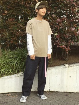 「アイテム（スリッポン、その他）」を使った、だいすけさん（メンズ・184cm）の夏コーディネート