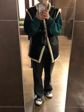 「LMCのアイテム（スウェット）」を使った、sさん（レディース・158cm）の秋コーディネート