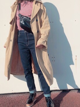 「IENA」｜「アイテム（トレンチコート）」を使った、rei♡さん（レディース・150cm）の春コーディネート
