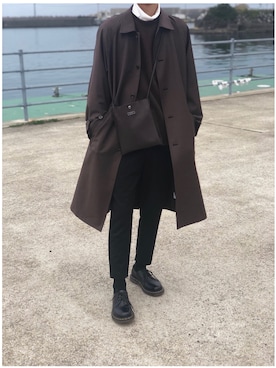 「アイテム（ステンカラーコート）」を使った、Keiさん（メンズ・175cm・20代）の秋コーディネート