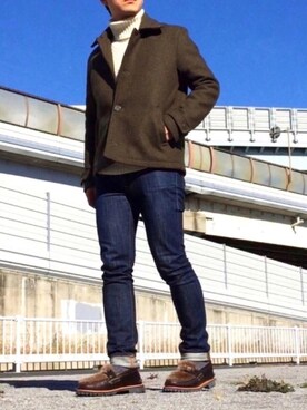 ピーコートを使った カーキアウター の人気ファッションコーディネート Wear