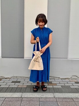 「インドコットン」｜「アイテム（ワンピース/ドレス）」を使った、coen うちださん（レディース・156cm）の夏コーディネート