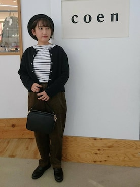 「USAコットン」｜「アイテム（ハンチング/ベレー帽）」を使った、coen うちださん（レディース・156cm）の秋コーディネート
