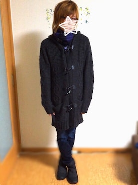 「HERE'S（HERE'S）のアイテム（その他アウター）」を使った、あるまーさん（メンズ・164cm）の冬コーディネート