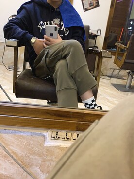 「NBA（エヌビーエー）のアイテム（パンツ）」を使った、みなみいさん（メンズ・173cm）の秋コーディネート