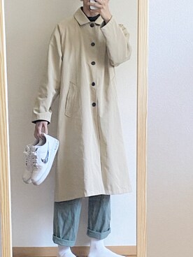 「SENSE OF PLACE by URBAN RESEARCH（センスオブプレイスバイアーバンリサーチ）のアイテム（トレンチコート）」を使った、momonokehimeさん（メンズ・178cm）の秋コーディネート