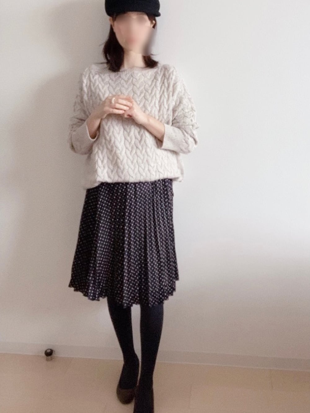 「キャスケット」｜「Te chichiのアイテム（スカート、ブルー系）」を使った、sakuratears1125さん（レディース・156cm）の春コーディネートの1枚目の写真
