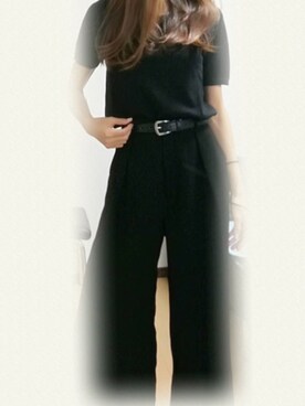 「GU（ジーユー）のアイテム（その他パンツ、ブラック系）」を使った、M.Yさん（レディース・160cm）の秋コーディネート