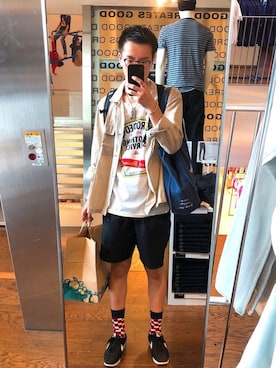 「Rodeo Crowns（ロデオクラウンズ）のアイテム（Tシャツ/カットソー）」を使った、𓆉𝑅𝑌𝑈𝐻𝑂𓆉さん（メンズ・180cm）の夏コーディネート