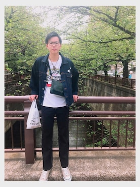 「Rodeo Crowns（ロデオクラウンズ）のアイテム（Tシャツ/カットソー）」を使った、𓆉𝑅𝑌𝑈𝐻𝑂𓆉さん（メンズ・180cm）の春コーディネート