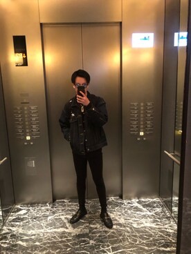 「UNIQLO（ユニクロ）のWOMEN ウルトラストレッチジーンズ（デニムパンツ）」を使った、𓆉𝑅𝑌𝑈𝐻𝑂𓆉さん（メンズ・180cm）の冬コーディネート