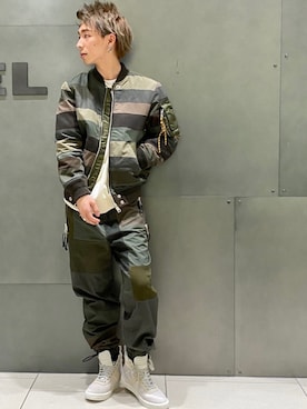 「DIESEL」｜「アイテム（ブルゾン）」を使った、Haruさん（メンズ・170cm）の春コーディネート