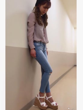 「R&E（アールアンドイー）のアイテム（サンダル）」を使った、R&E_REZOY本部staffさん（レディース・158cm）の春コーディネート