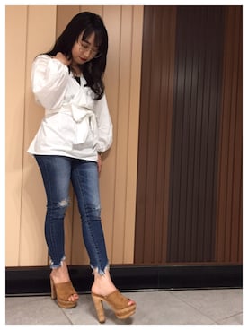 「サボサンダル」｜R&E_REZOY本部staffさん（レディース・152cm）の春コーディネート