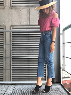 「R&E（アールアンドイー）のアイテム」を使った、R&E_REZOY本部staffさん（レディース・162cm）の夏コーディネート