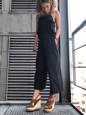 「R&E（アールアンドイー）のアイテム（サンダル）」を使った、R&E_REZOY本部staffさん（レディース・162cm）の夏コーディネート