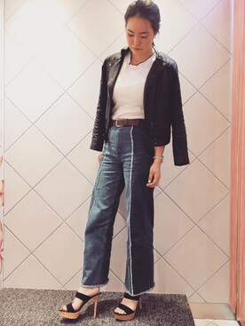 「R&E（アールアンドイー）のアイテム（サンダル）」を使った、R&E_REZOY本部staffさん（レディース・162cm）の春コーディネート