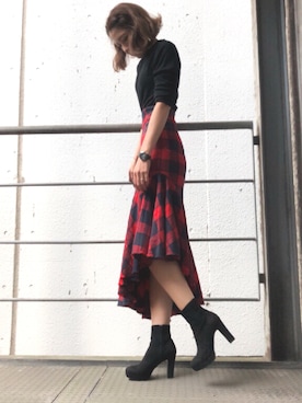 「REZOY（リゾイ）のアイテム（ブーツ）」を使った、R&E_REZOY本部staffさん（レディース・162cm）の秋コーディネート