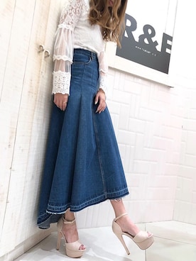 「R&E（アールアンドイー）のアイテム（パンプス）」を使った、R&E_REZOY本部staffさん（レディース・157cm）の春コーディネート