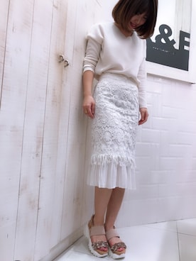 「アイテム（サンダル、ピンク系）」を使った、R&E_REZOY本部staffさん（レディース・160cm）の春コーディネート